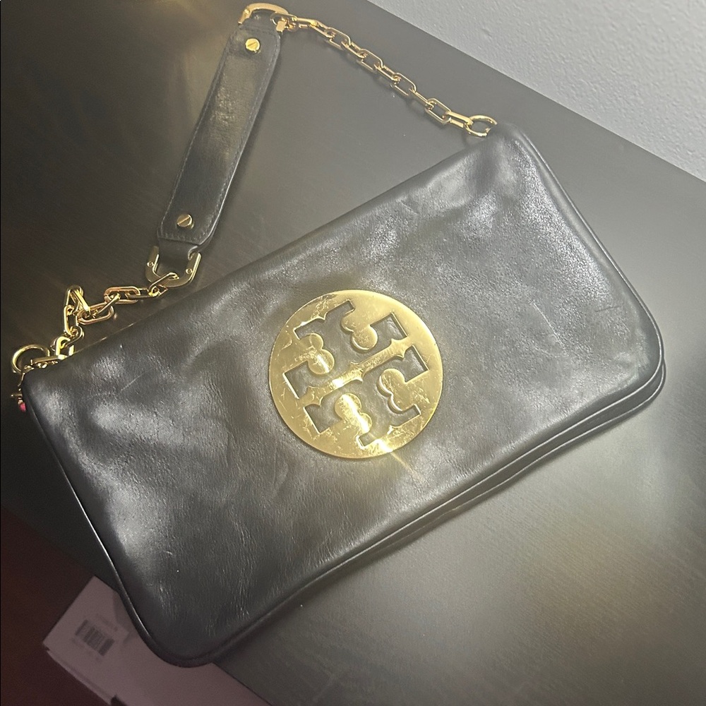 Tory Burch Black and Gold Briefcase clutch with Structured Design - Picture 16 of 16